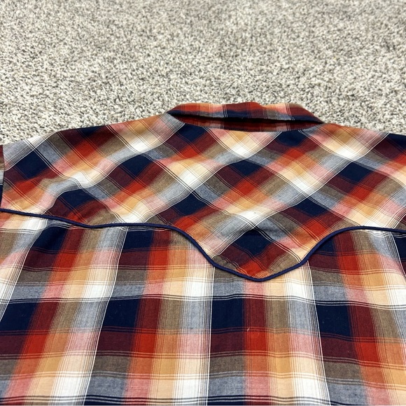 Ely Cattleman Shirt Men XL Blue Orange Brown Plaid Pearl Snap Western Cowboy - Picture 7 of 7